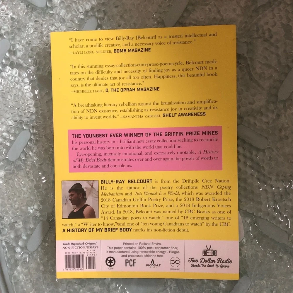 A History of My Brief Body by Billy-Ray Belcourt - Yellow & Pink Cover